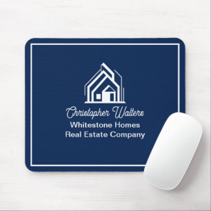 Navy Blue Real Estate Company Personalized Realtor Mouse Mat
