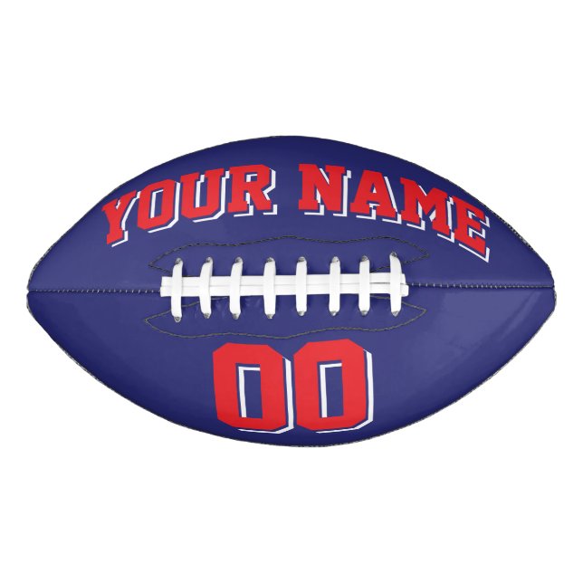 NAVY BLUE RED AND WHITE Custom Football American Football (Front)