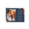 Navy Blue Red Floral Photo Save the Date