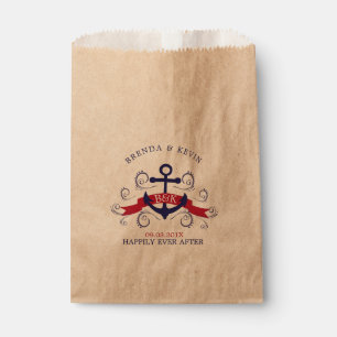 Navy-Blue & red nautical boat anchor Favour Bags