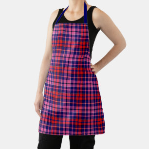 Navy Blue Red Pink Plaid Tartan Design  Apron