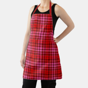 Navy Blue Red Pink Plaid Tartan Design  Apron