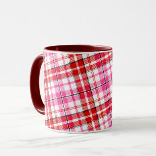 Navy Blue Red Pink Plaid Tartan Design  Mug