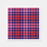 Navy Blue Red Pink Plaid Tartan Design 