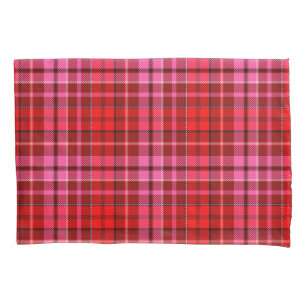 Navy Blue Red Pink Plaid Tartan Design  Pillowcase