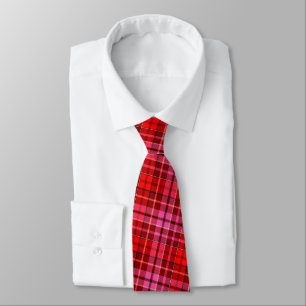 Navy Blue Red Pink Plaid Tartan Design  Tie