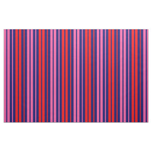 Navy Blue Red Pink Vertical Stripes Design Fabric
