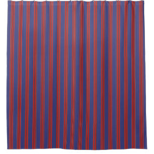 Navy Blue & Red Stripes Shower Curtain
