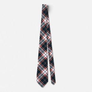 Navy Blue Red Stylish Tartan Plaid Argyle Pattern Tie