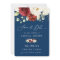 Navy Blue Red White Rose Floral Trendy Wedding