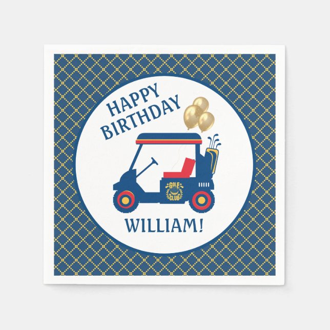 Navy Blue Red Yellow Personalised   Napkin (Front)