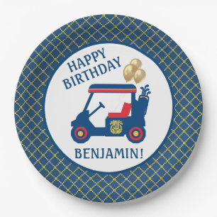 Navy Blue Red Yellow Personalised   Paper Plate