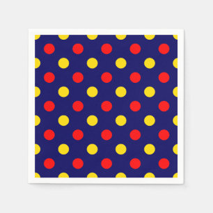 Navy Blue Red Yellow Polka Dots Design Napkin