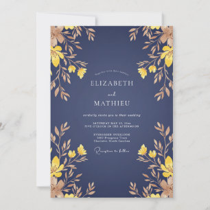 Navy Blue Refined Autumnal Wedding Invitation