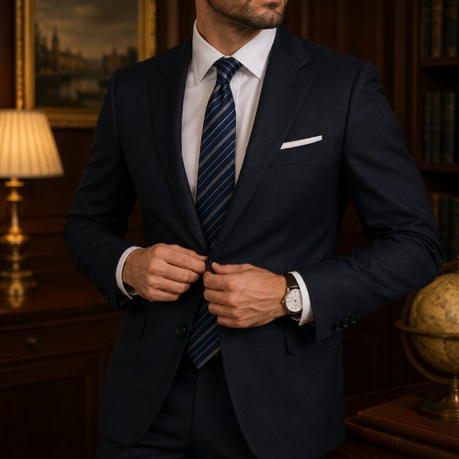 Navy Blue Regimental Classic Business & Wedding Tie (Creator Uploaded)
