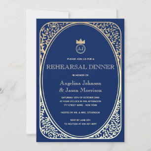 Navy Blue Rehearsal Dinner Invitation