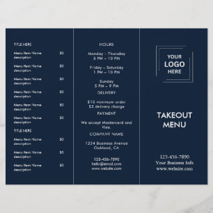 Navy Blue Restaurant Logo Takeout Menu Design