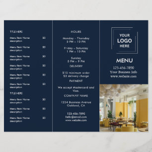 Navy Blue Restaurant Photo Takeout Menu Design