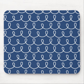 Navy Blue Retro Colourful Modern Doodles Mouse Mat