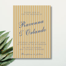 Navy Blue Retro Honey Vintage Stripe Wedding
