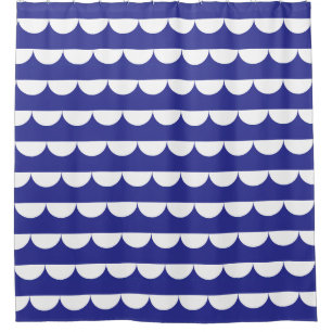Navy Blue Retro Nautical Shower Curtain