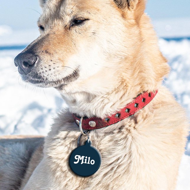 Navy Blue Retro Pet Tag (Creator Uploaded)