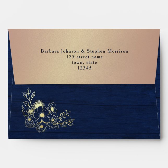 Navy Blue Return Address Envelope (Back (Top Flap))