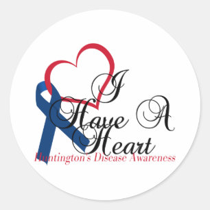 Navy Blue Ribbon Huntington's Disease Awareness Classic Round Sticker