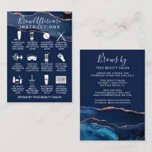 Navy Blue Rose Gold Agate Brows Aftercare Icon Business Card