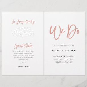 Navy Blue & Rose Gold Chic Wedding Program Booklet