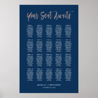 Navy Blue & Rose Gold Chic Wedding Seating Chart