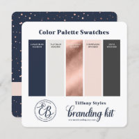 Navy Blue & Rose Gold Colour Palette Swatch Card