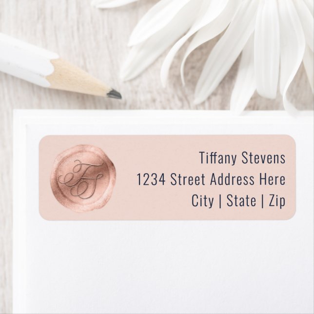 Navy Blue & Rose Gold Company Logo Return Address (Insitu)