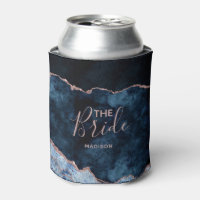 Navy Blue & Rose Gold Foil Agate Marble the Bride