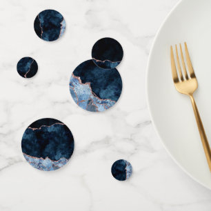 Navy Blue & Rose Gold Foil Marble Agate Party Confetti