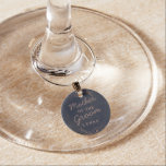Navy Blue & Rose Gold Foil Mother of the Groom Wine Charm<br><div class="desc">Navy Blue & Rose Gold Foil Floral Border Wedding Design with hand drawn flowers, Leaves, and watercolor background. A Chic and Modern Look for an Autumn Fall or winter wedding, with bold colour palette : Navy blue, and rose gold faux foil details. Hand drawn Floral elements, Modern trendy Script Font-...</div>