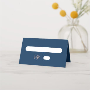 Navy Blue & Rose Gold Glam Chic Folded Place Card