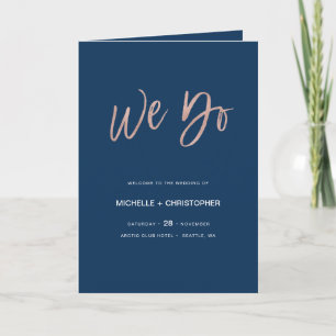 Navy Blue & Rose Gold Glam Wedding Program Booklet Programme