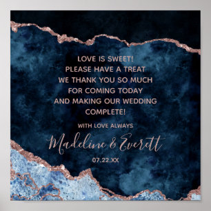 Navy Blue Rose Gold Love is Sweet Treat Table Sign