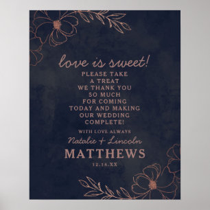 Navy Blue & Rose Gold Love is Sweet Wedding Sign