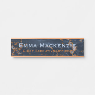 Navy Blue Rose Gold Marble Door Signs Office Sign