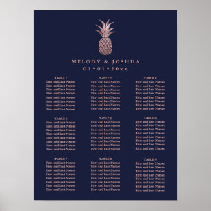 NAVY BLUE ROSE GOLD PINEAPPLE SEATING CHART
