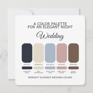 Navy Blue & Rose Gold Winter Wedding Colour Palett Invitation
