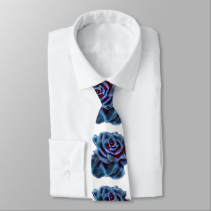 Navy Blue Rose Groom White Wedding  Tie