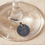 Navy Blue & Rose Mother of the Bride Personalised Wine Charm<br><div class="desc">Navy Blue & Rose Gold Foil Floral Border Wedding Design with hand drawn flowers, Leaves, and watercolor background. A Chic and Modern Look for an Autumn Fall or winter wedding, with bold colour palette : Navy blue, and rose gold faux foil details. Hand drawn Floral elements, Modern trendy Script Font-...</div>