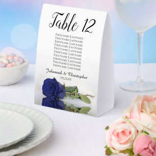 Navy Blue Rose Wedding Table Number Seating Chart