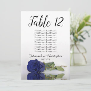 Navy Blue Rose Wedding Table Seating Chart Large