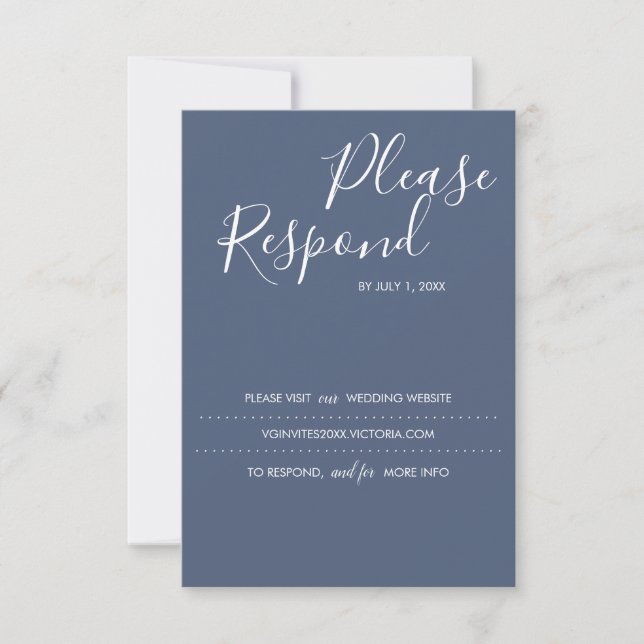 Navy Blue RSVP Card, Wedding Website (Front)