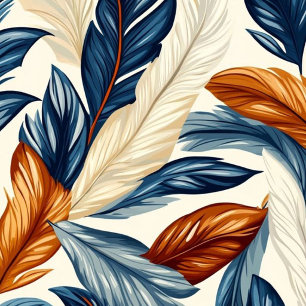 Navy Blue & Rust Orange Botanical Feather Body Cushion