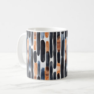 Navy Blue Rust Orange Stripes Coffee Mug
